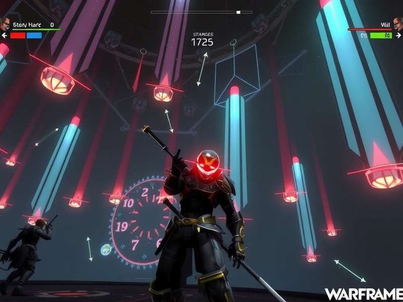 Warframe gaming setup with high-end PC and peripherals