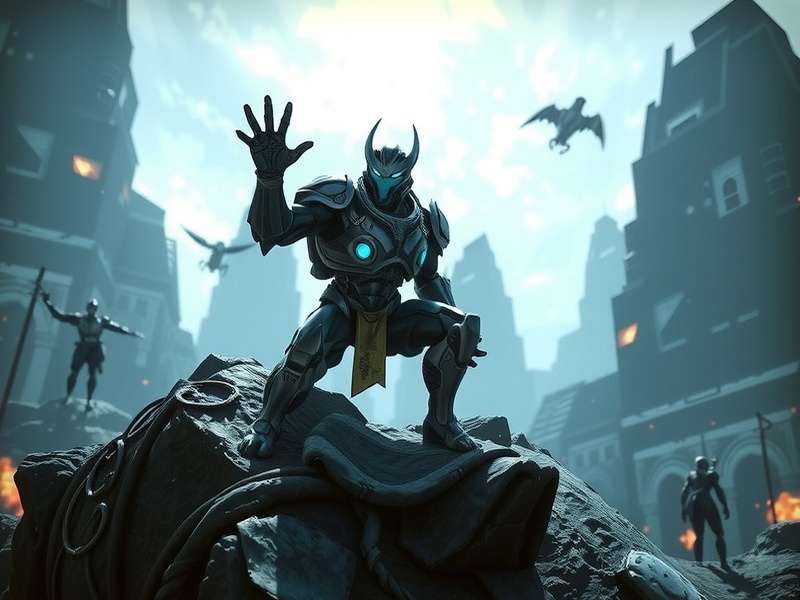 Warframe Tenno character with Ironmouse-themed cosmetic syandana