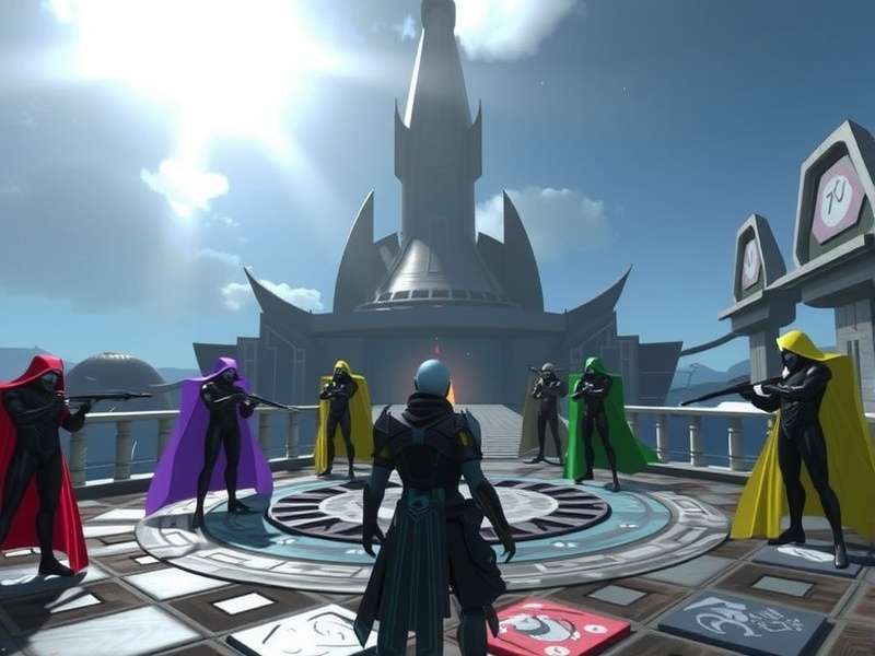 A squad of Tenno in different Warframes battling Sentients on the Plains of Eidolon