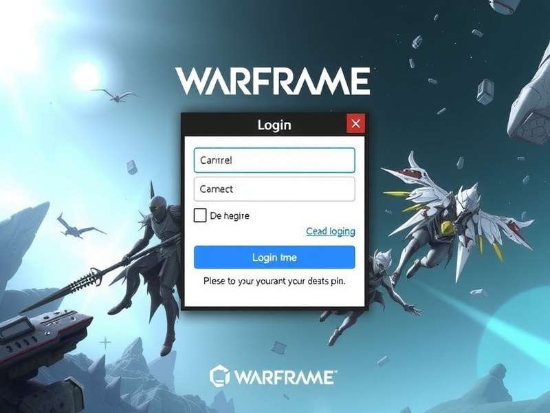 Warframe Login Screen showing the iconic Lotus symbol and daily tribute calendar