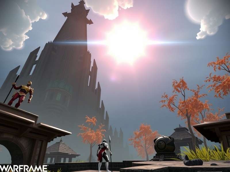 Warframe gameplay on a low-end PC with performance metrics overlay