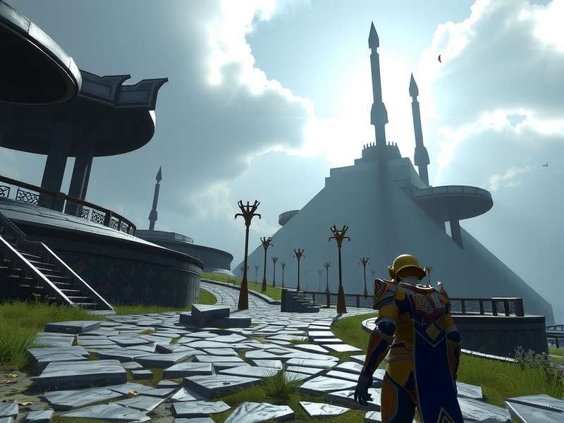 Tenno Operator in focus with Warframes in the background