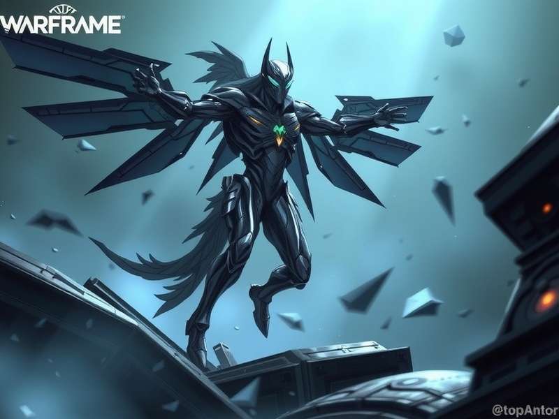 Warframe Tenno in action with neon energy effects