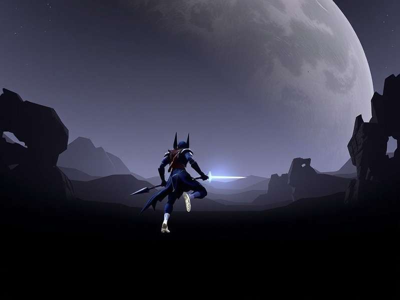 A squad of Warframes - Gauss, Wisp, Protea, and Khora - fighting Sentients on the Lua tileset