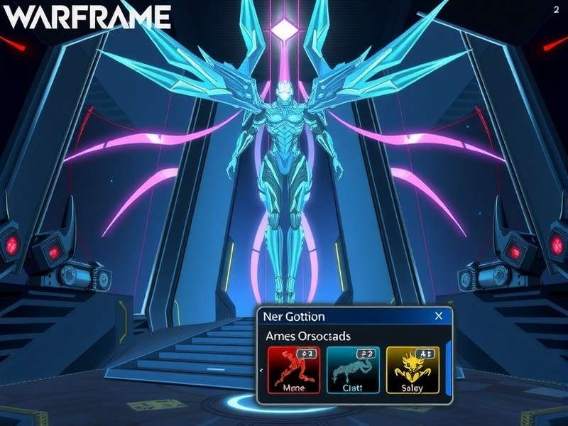 Warframe Excalibur performing a bullet jump through a Corpus ship corridor