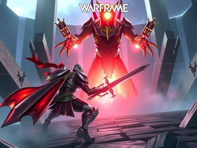 Warframe Game Evolution 5 banner showing a Tenno battling Sentient forces in a neon-soaked landscape