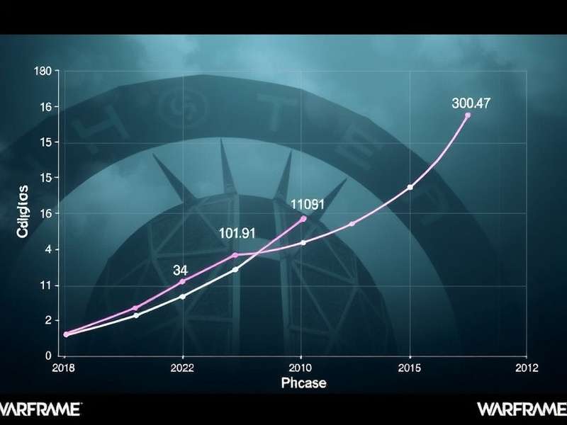 Warframe Game Progression Graph showing Mastery Rank path from 0 to Legendary 4 with Steel Path, Railjack, and Necramech milestones